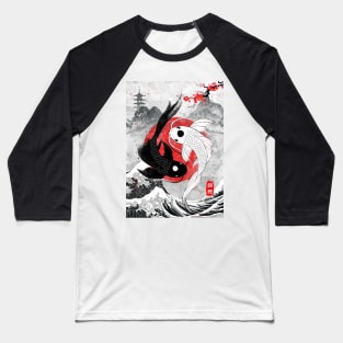 Japanese Koi Fish yingyang Baseball T-Shirt